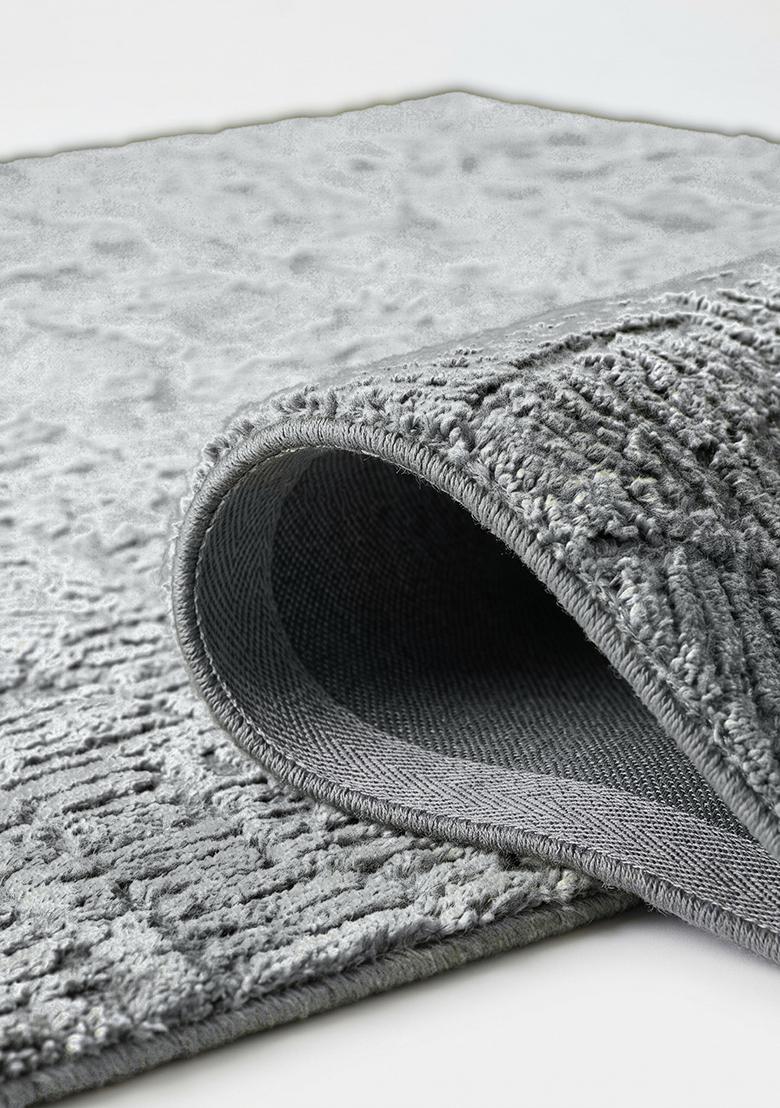 Saffron Rugs Hand Tufted Grey Leaf Contemporary Square Wool Area Rug - Indya