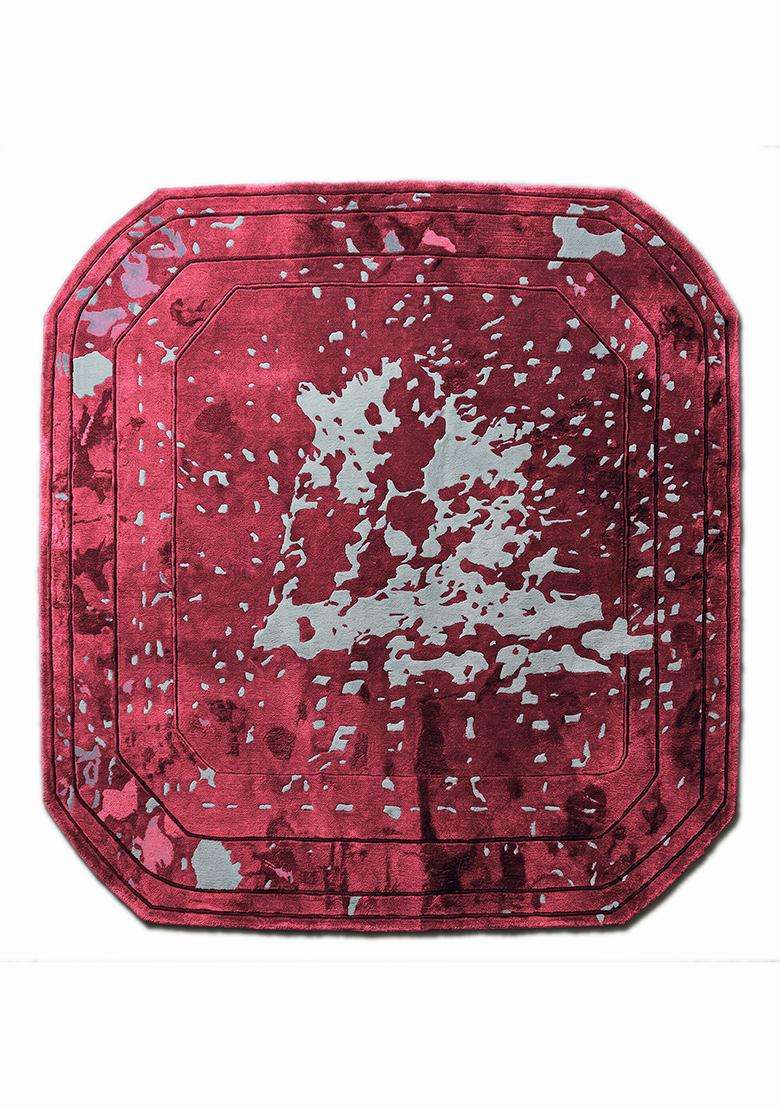 Saffron Rugs Hand Tufted Ruby Pink Marble Contemporary Octagonal Wool Area Rug - Indya