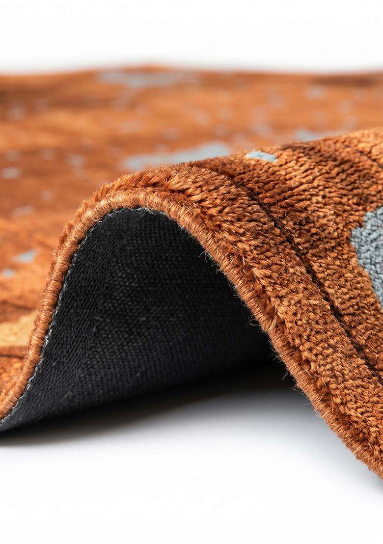 Saffron Rugs Hand Tufted Rust Orange Marble Contemporary Octagonal Wool Area Rug - Indya