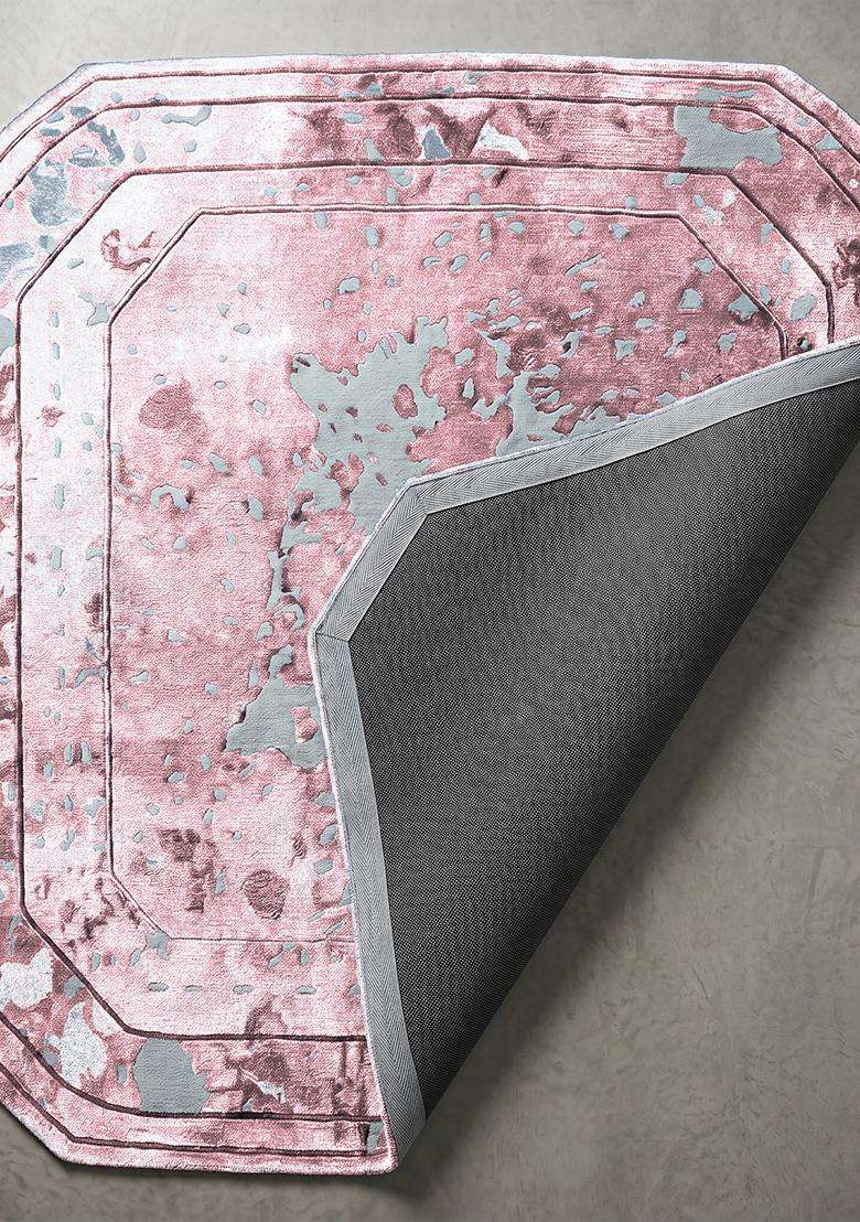 Saffron Rugs Hand Tufted Blush Pink Marble Contemporary Octagonal Wool Area Rug - Indya