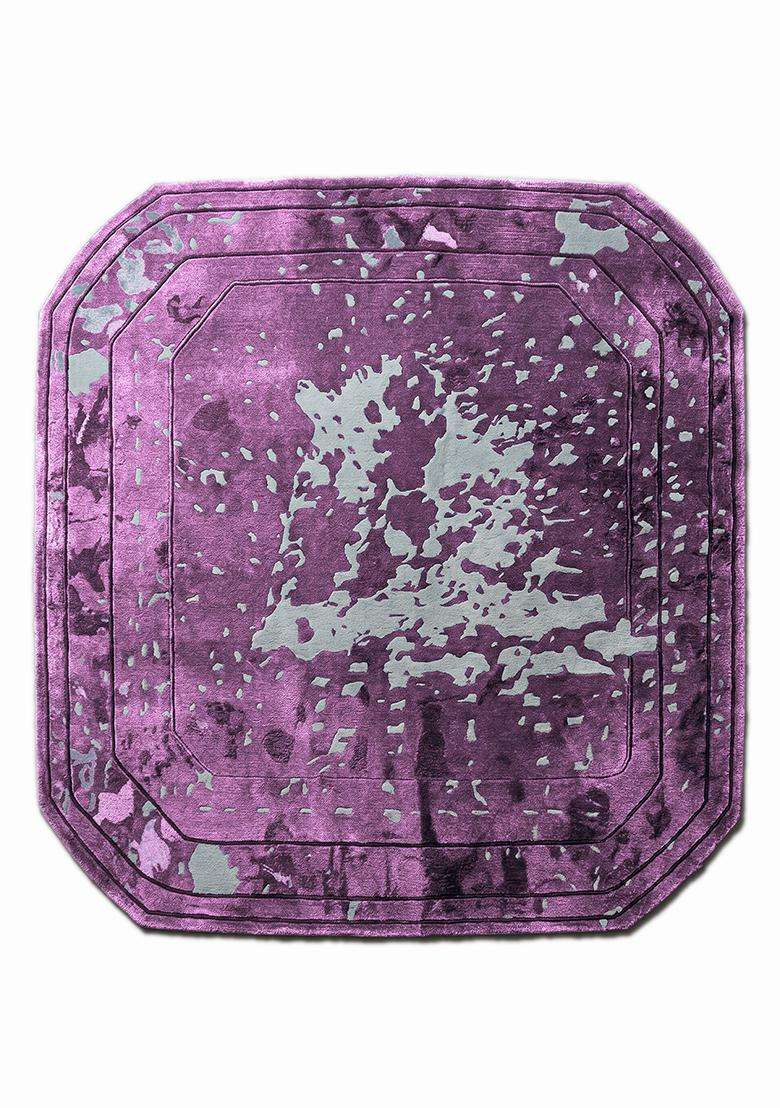 Saffron Rugs Hand Tufted Amethyst Purple Marble Contemporary Octagonal Wool Area Rug - Indya