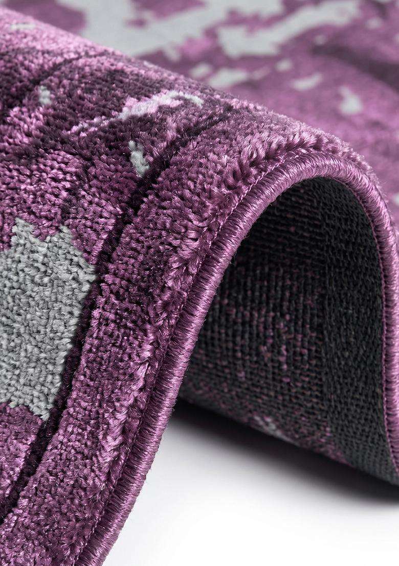 Saffron Rugs Hand Tufted Amethyst Purple Marble Contemporary Octagonal Wool Area Rug - Indya