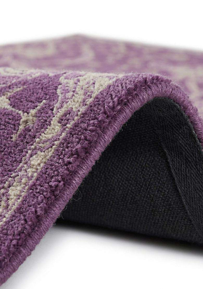 Saffron Rugs Hand Tufted Orchid Purple Trellis Oriental Rectangular Wool Area Rug - Indya