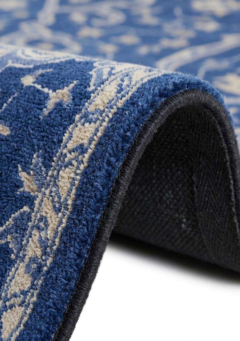 Saffron Rugs Hand Tufted Royal Blue Trellis Oriental Rectangular Wool Area Rug - Indya