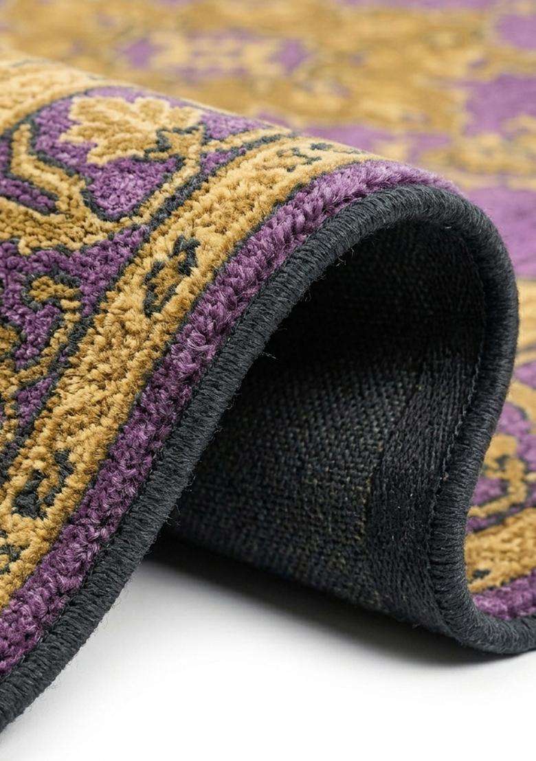 Saffron Rugs Hand Tufted Orchid Purple Floral Oriental Square Wool Area Rug - Indya