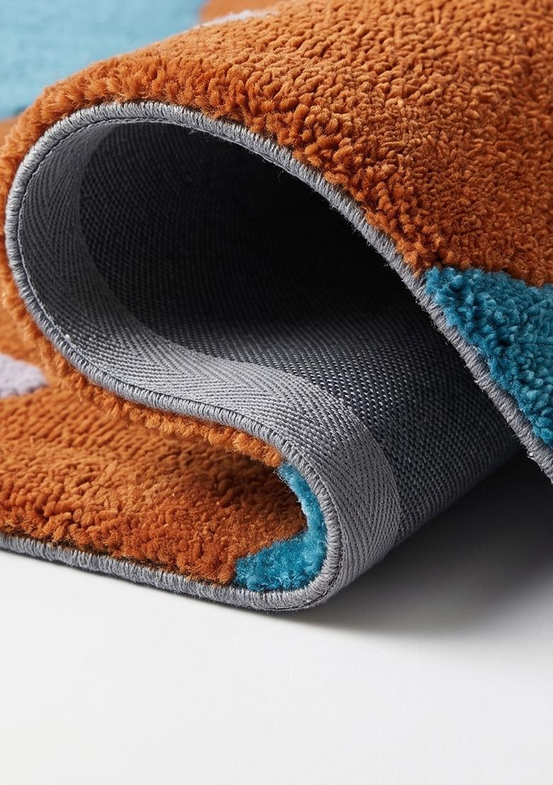 Saffron Rugs Tufted Teal Blue Swirls Contemporary Rectangular Wool Area Rug - Indya