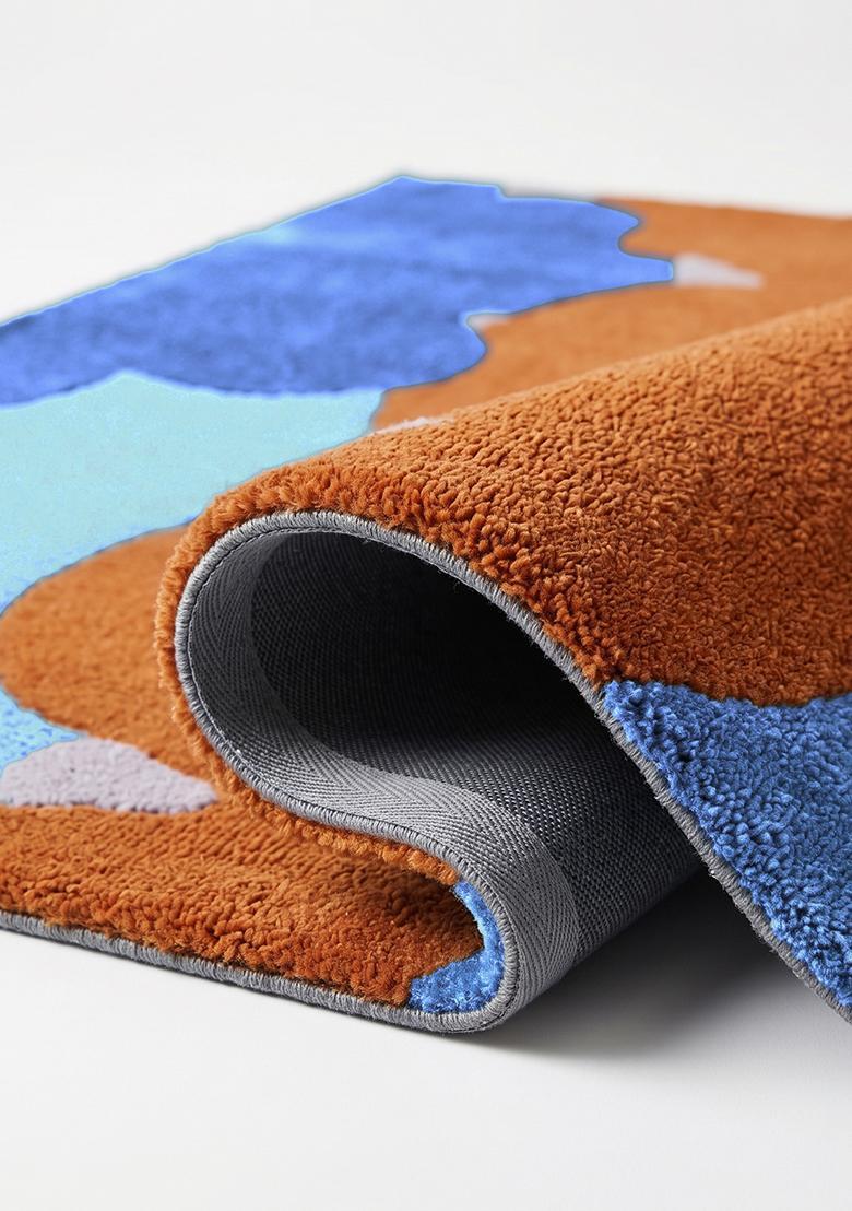 Saffron Rugs Tufted Prussian Blue Swirls Contemporary Rectangular Wool Area Rug - Indya
