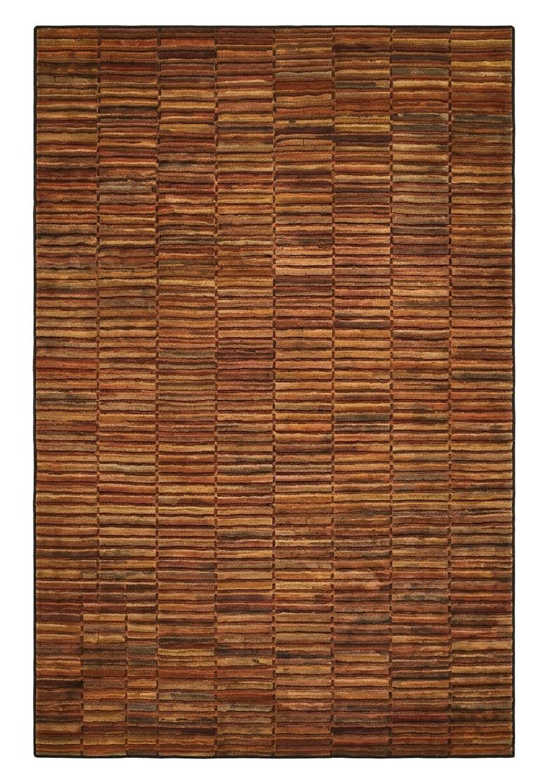 Saffron Rugs Hand Tufted Chestnut Brown Geometric Contemporary Rectangle Wool Area Rug - Indya