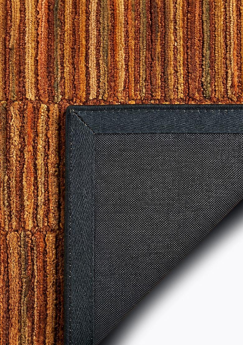 Saffron Rugs Hand Tufted Chestnut Brown Geometric Contemporary Rectangle Wool Area Rug - Indya