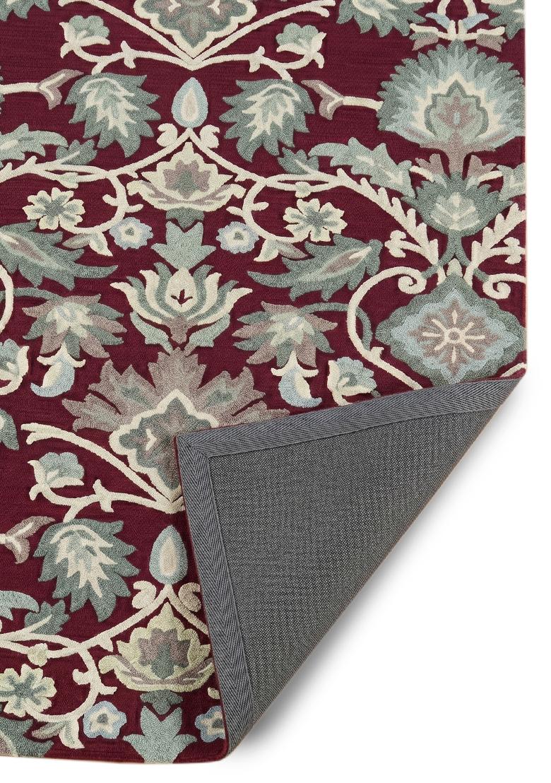 Saffron Rugs Hand Tufted Burgundy Floral Oriental Rectangle Wool Area Rug - Indya