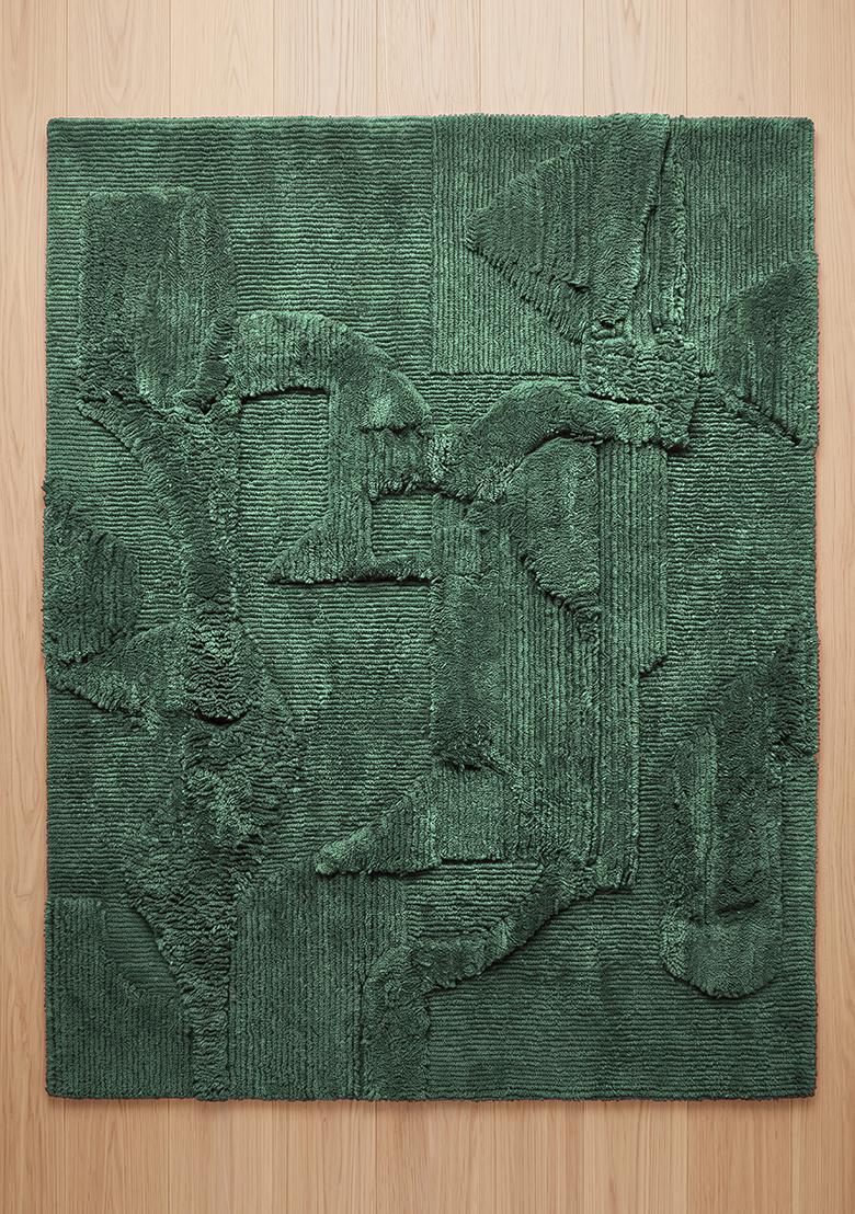 Saffron Rugs Tufted Forest Green Geometric Contemporary Rectangle Wool Area Rug - Indya