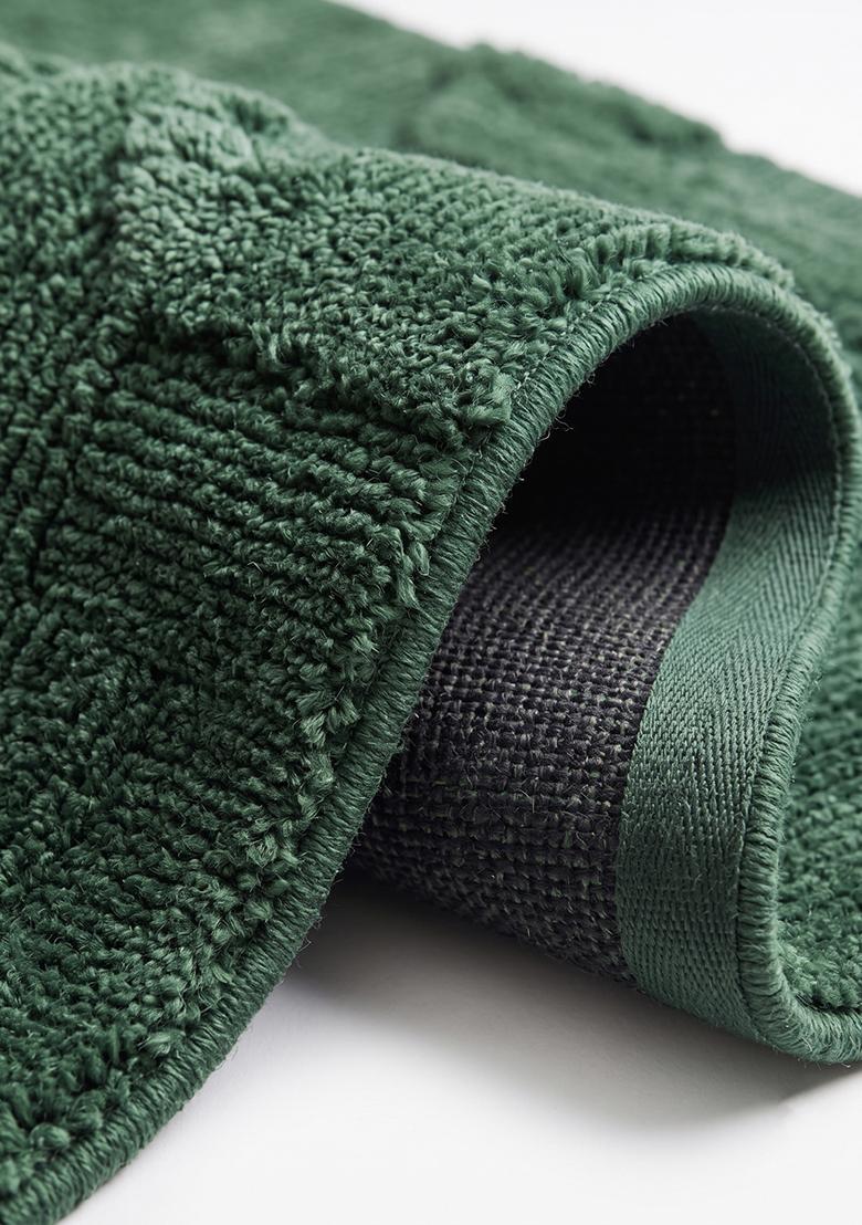 Saffron Rugs Tufted Forest Green Geometric Contemporary Rectangle Wool Area Rug - Indya