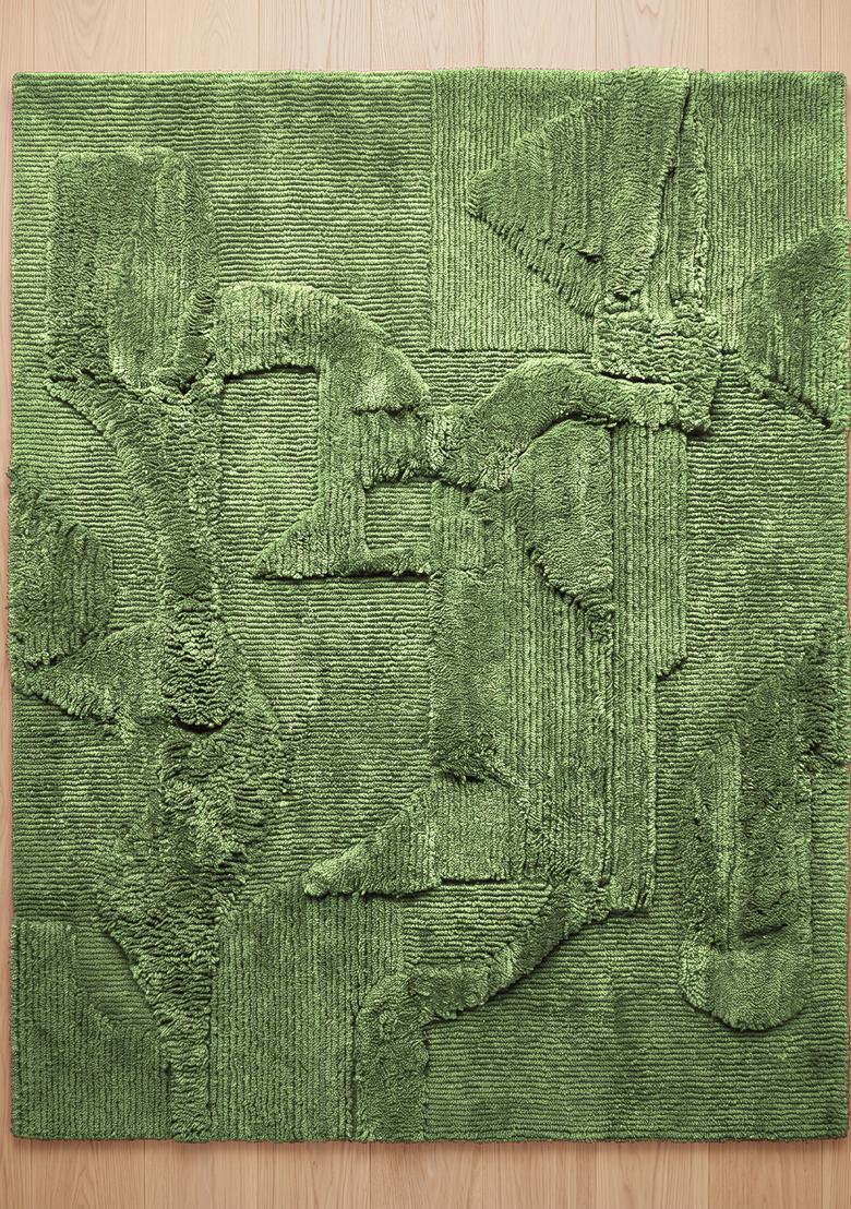 Saffron Rugs Tufted Olive Green Geometric Contemporary Rectangle Wool Area Rug - Indya