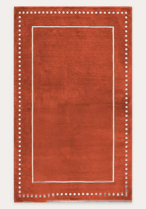 100% Wool Handmade Rust Orange Rug | Minimalist Striped Rectangle Carpet With Cotton Backing For Living Room