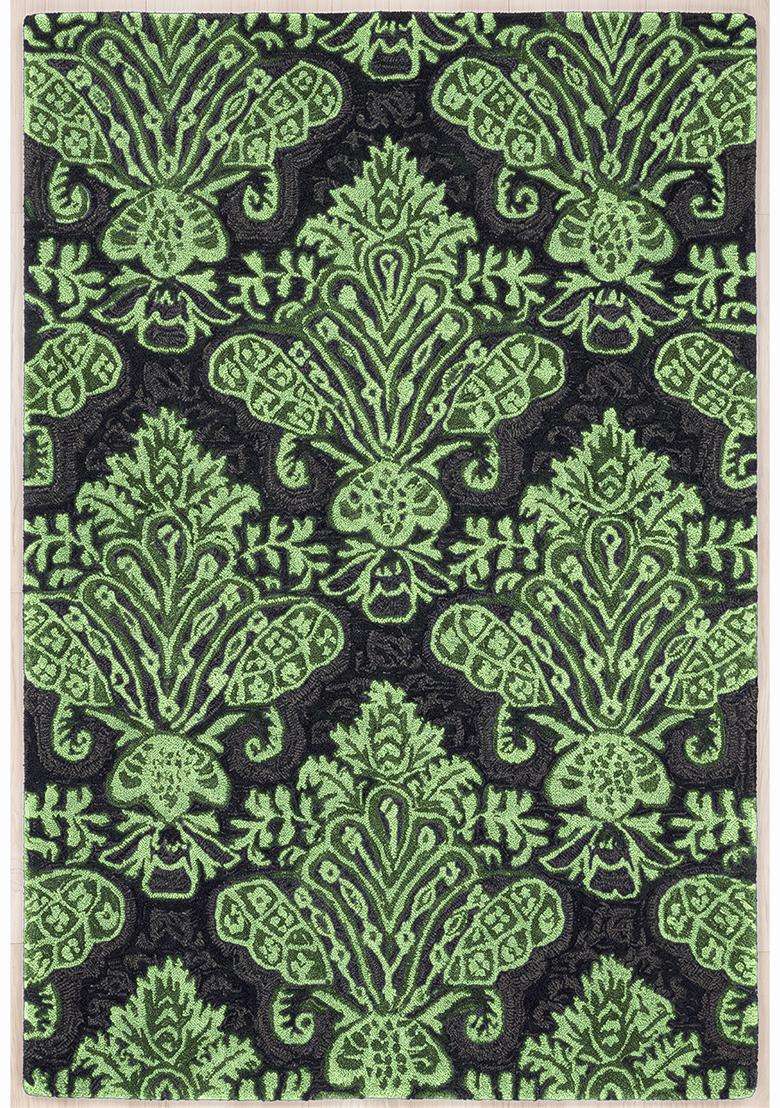 Saffron Rugs Hand Tufted Olive Green Paisley Victorian Rectangular Wool Area Rug - Indya