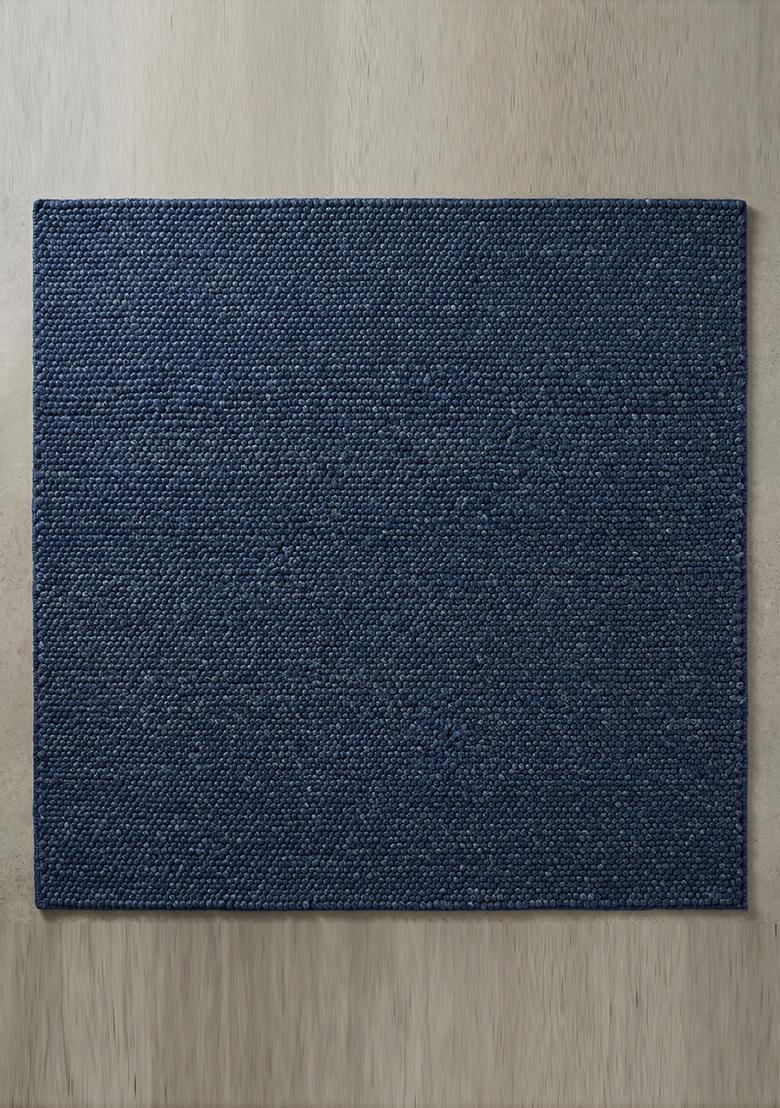 Saffron Rugs Tufted Prussian Blue Braided Minimalist Rectangular Wool Area Rug - Indya