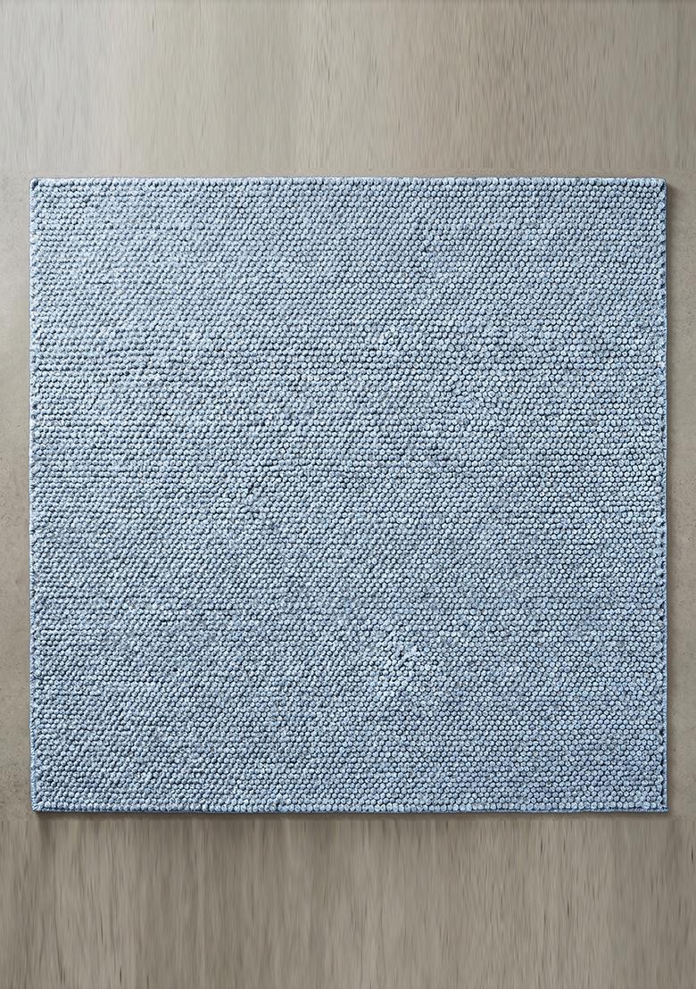 Saffron Rugs Tufted Pastel Blue Braided Minimalist Rectangular Wool Area Rug - Indya