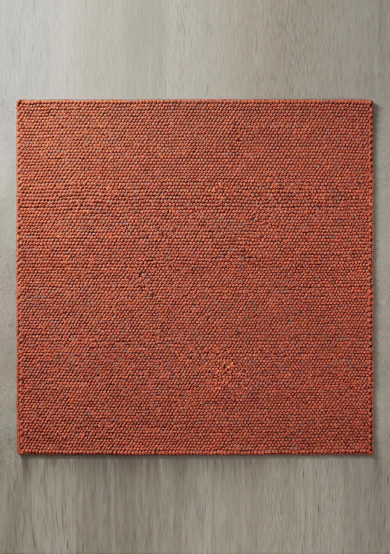 Saffron Rugs Tufted Burnt Orange Braided Minimalist Rectangular Wool Area Rug - Indya