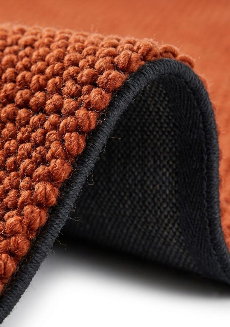 Saffron Rugs Tufted Burnt Orange Braided Minimalist Rectangular Wool Area Rug - Indya