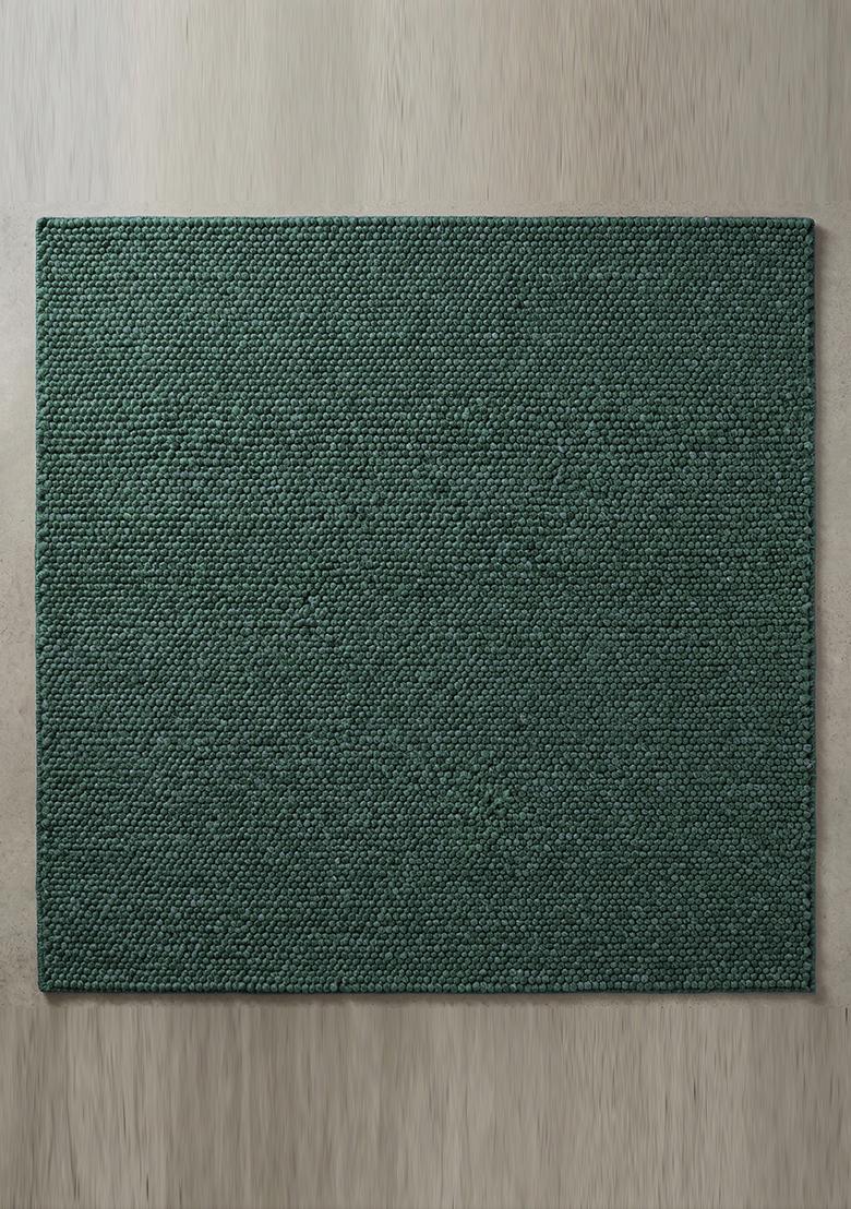 Saffron Rugs Tufted Forest Green Braided Minimalist Rectangular Wool Area Rug - Indya