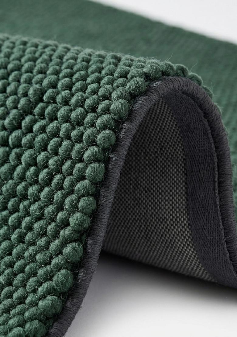 Saffron Rugs Tufted Forest Green Braided Minimalist Rectangular Wool Area Rug - Indya