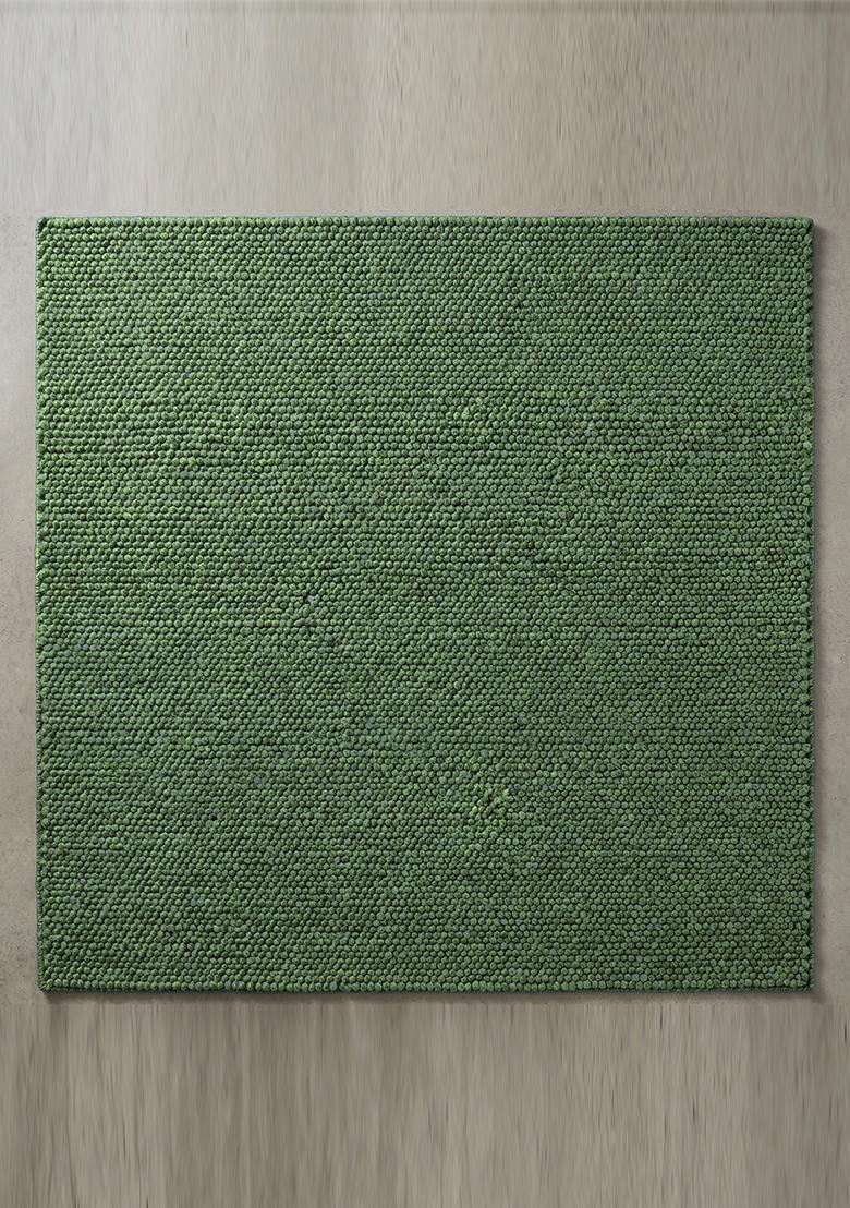 Saffron Rugs Tufted Olive Green Braided Minimalist Rectangular Wool Area Rug - Indya
