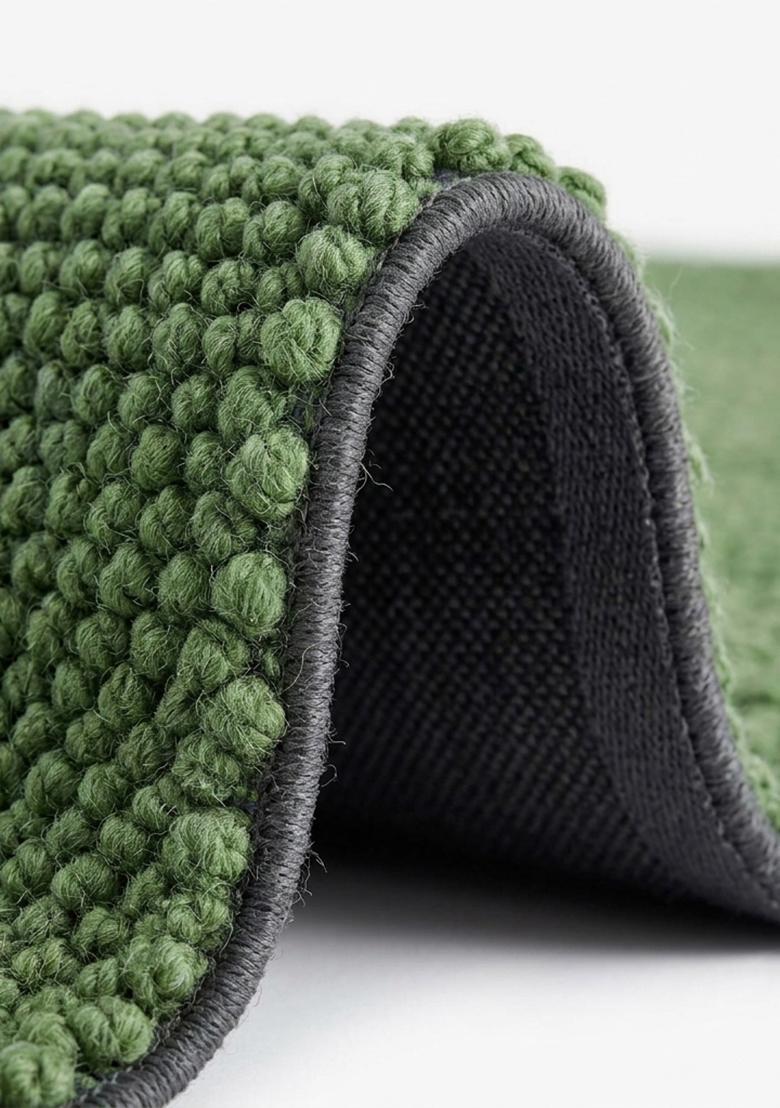 Saffron Rugs Tufted Olive Green Braided Minimalist Rectangular Wool Area Rug - Indya