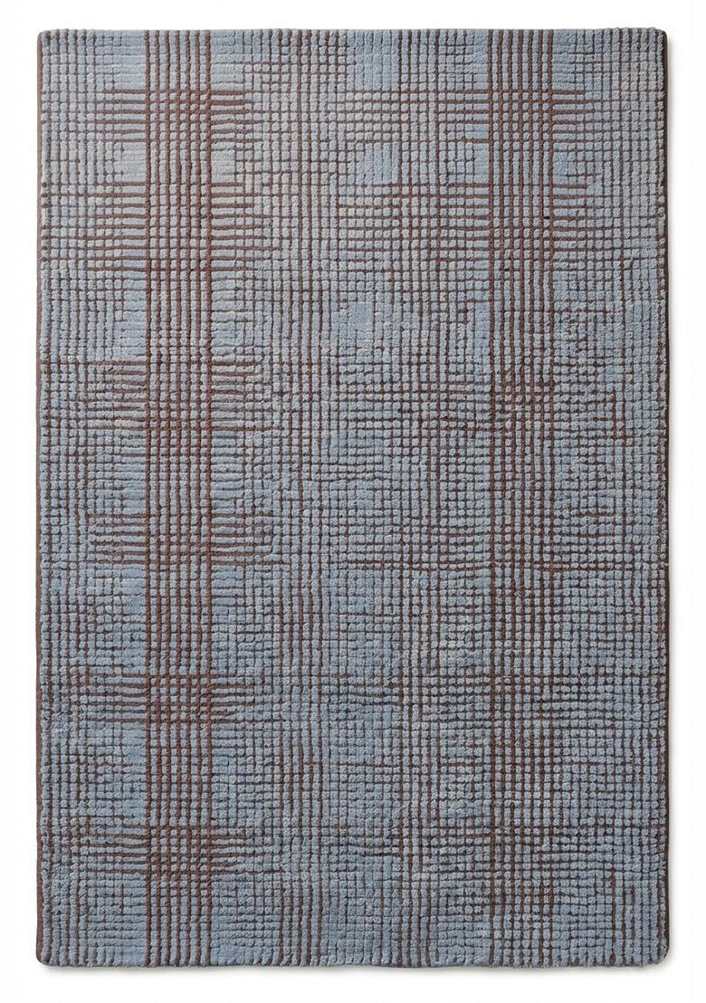 Saffron Rugs Hand Tufted Mist Grey Checkered Contemporary Rectangular Wool Area Rug - Indya