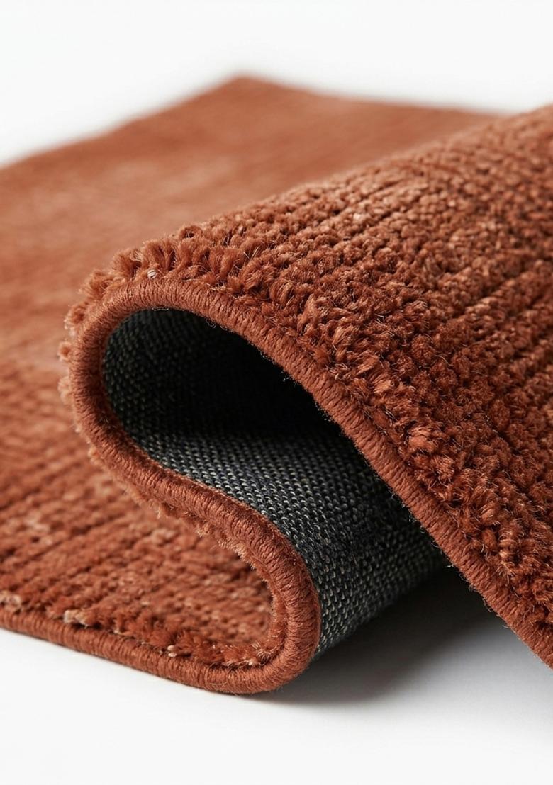 Saffron Rugs Hand Tufted Rust Brown Checkered Contemporary Rectangular Wool Area Rug - Indya