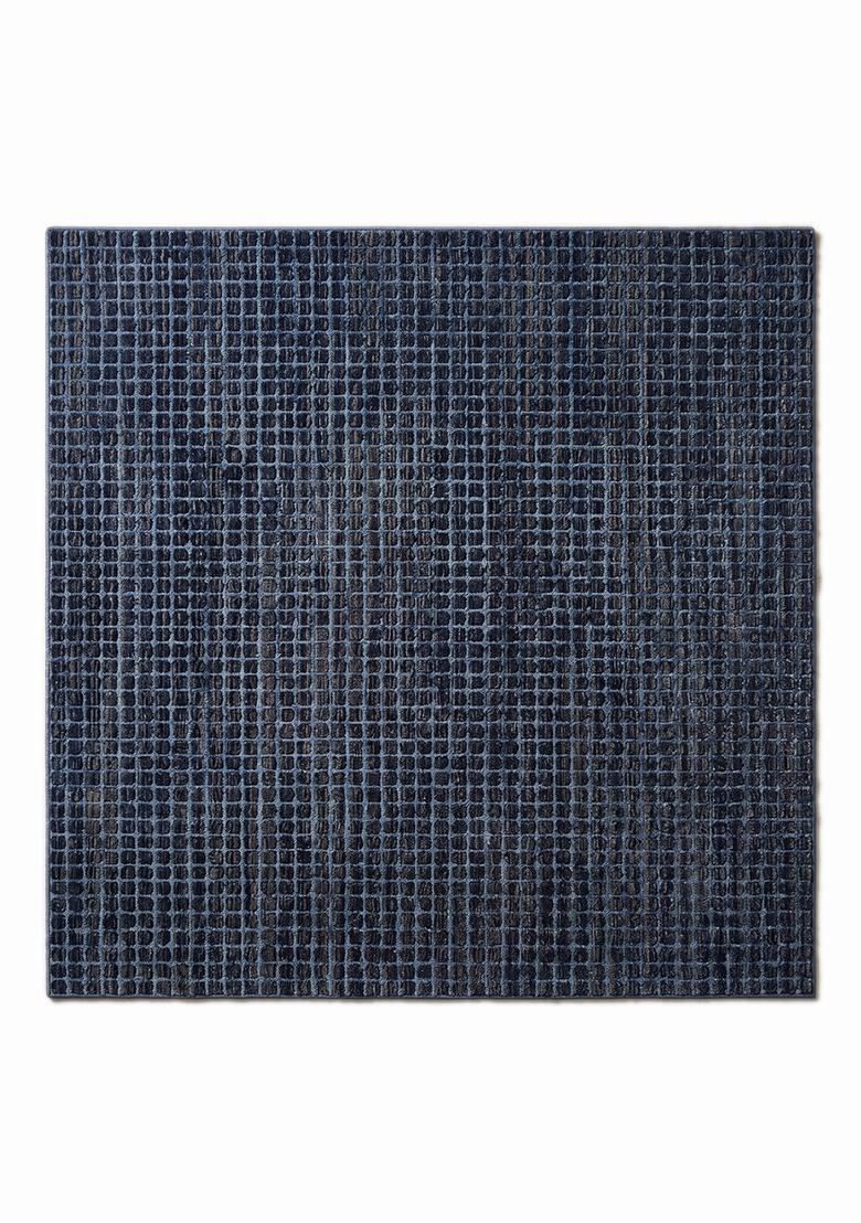 Saffron Rugs Hand Tufted Midnight Blue Moire Contemporary Square Wool Area Rug - Indya