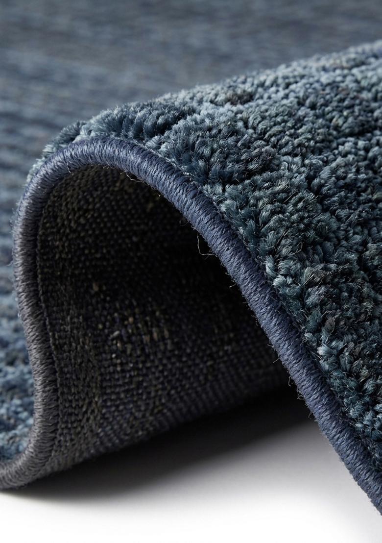 Saffron Rugs Hand Tufted Midnight Blue Moire Contemporary Square Wool Area Rug - Indya