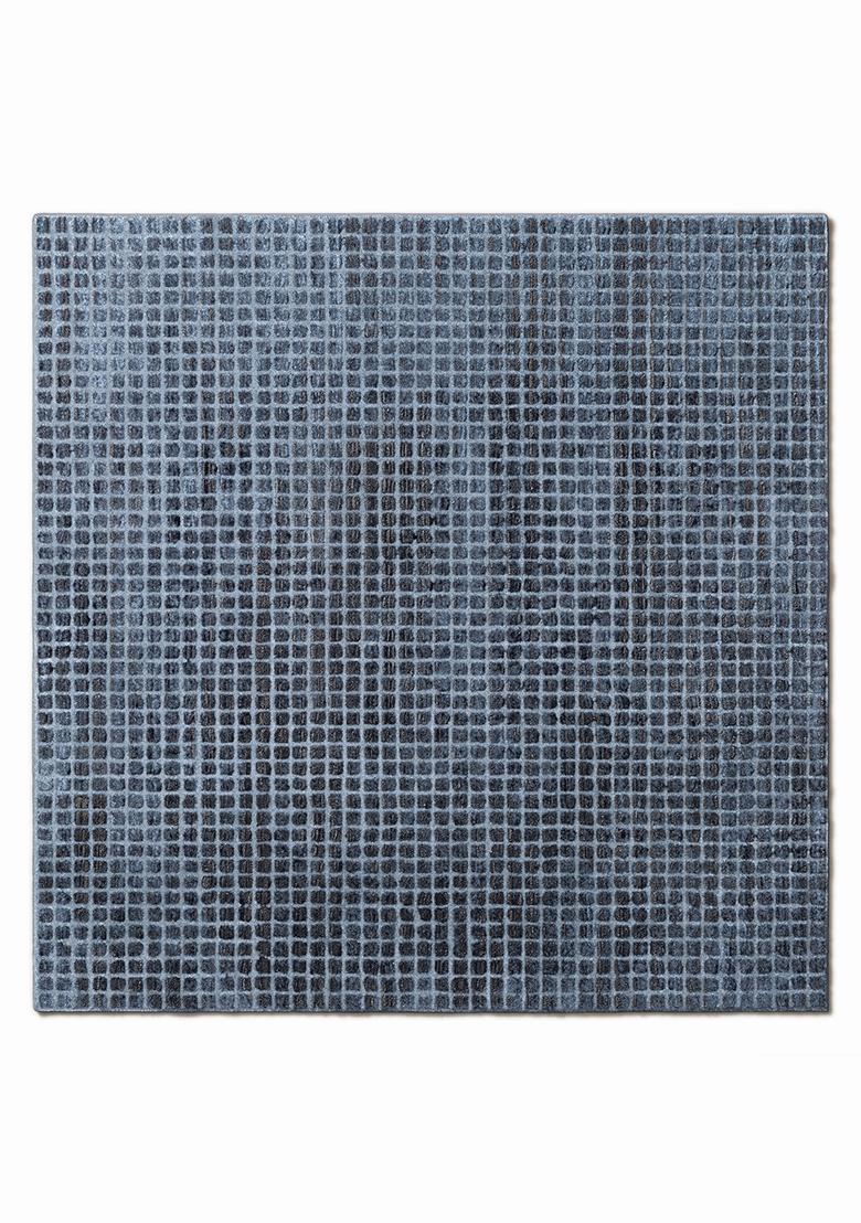 Saffron Rugs Hand Tufted Steel Blue Moire Contemporary Square Wool Area Rug - Indya