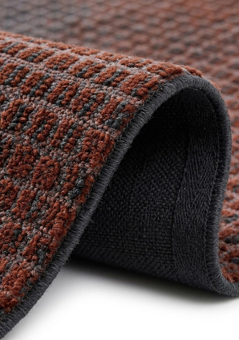 Saffron Rugs Hand Tufted Burnt Orange Moire Contemporary Square Wool Area Rug - Indya