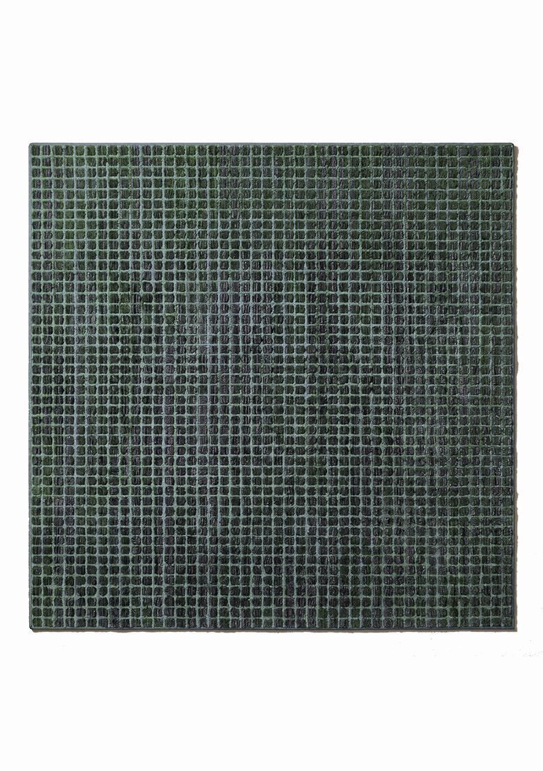 Saffron Rugs Hand Tufted Forest Green Moire Contemporary Square Wool Area Rug - Indya