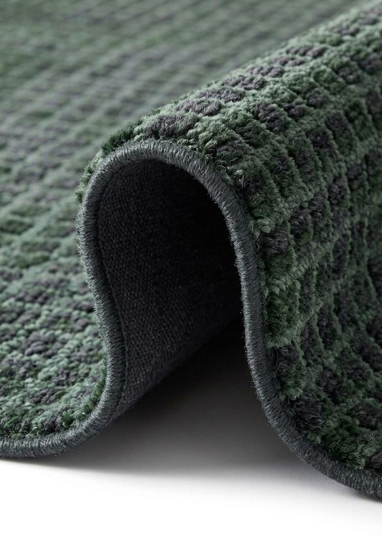 Saffron Rugs Hand Tufted Forest Green Moire Contemporary Square Wool Area Rug - Indya