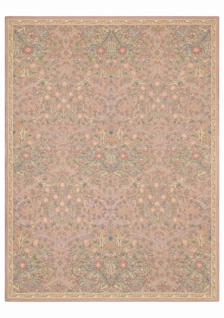 Saffron Rugs Hand Tufted Blush Pink Floral Classic Rectangular Wool Area Rug - Indya