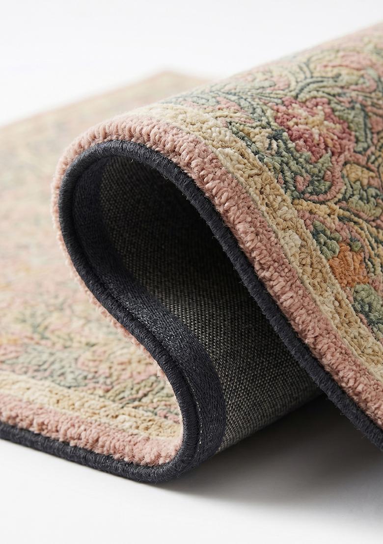 Saffron Rugs Hand Tufted Blush Pink Floral Classic Rectangular Wool Area Rug - Indya