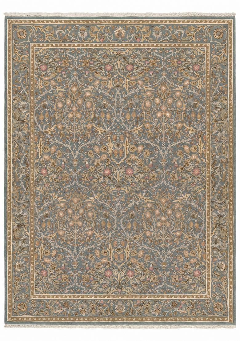Saffron Rugs Hand Tufted Slate Grey Floral Classic Rectangular Wool Area Rug - Indya