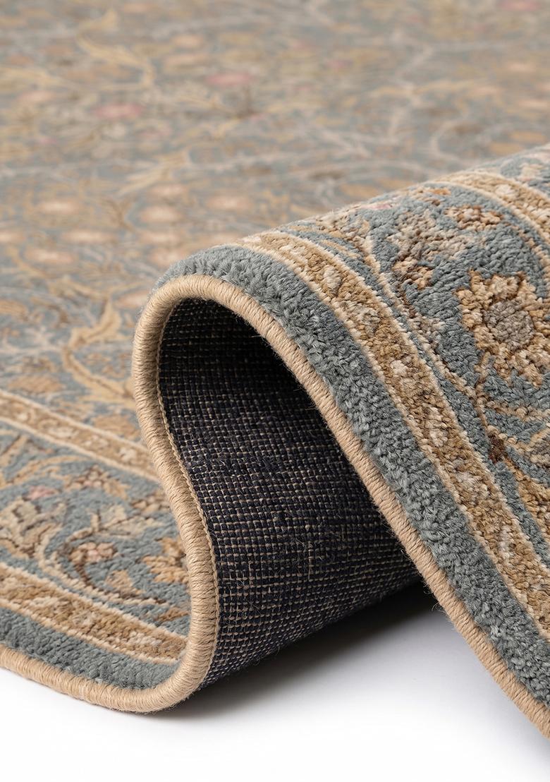 Saffron Rugs Hand Tufted Slate Grey Floral Classic Rectangular Wool Area Rug - Indya