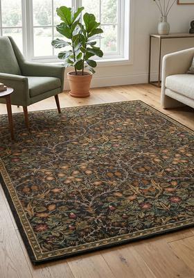 Saffron Rugs Hand Tufted Chocolate Brown Floral Classic Rectangular Wool Area Rug