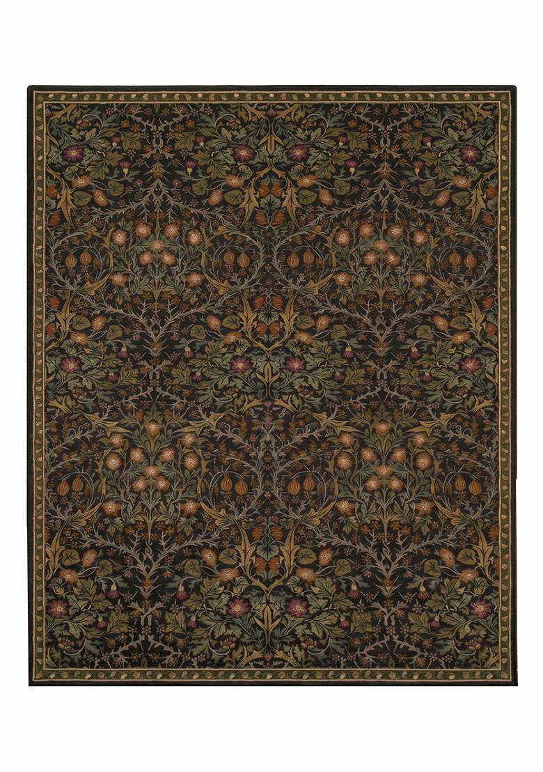 Saffron Rugs Hand Tufted Chocolate Brown Floral Classic Rectangular Wool Area Rug - Indya