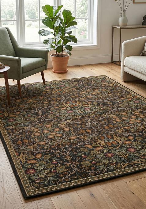Saffron Rugs Hand Tufted Chocolate Brown Floral Classic Rectangular Wool Area Rug