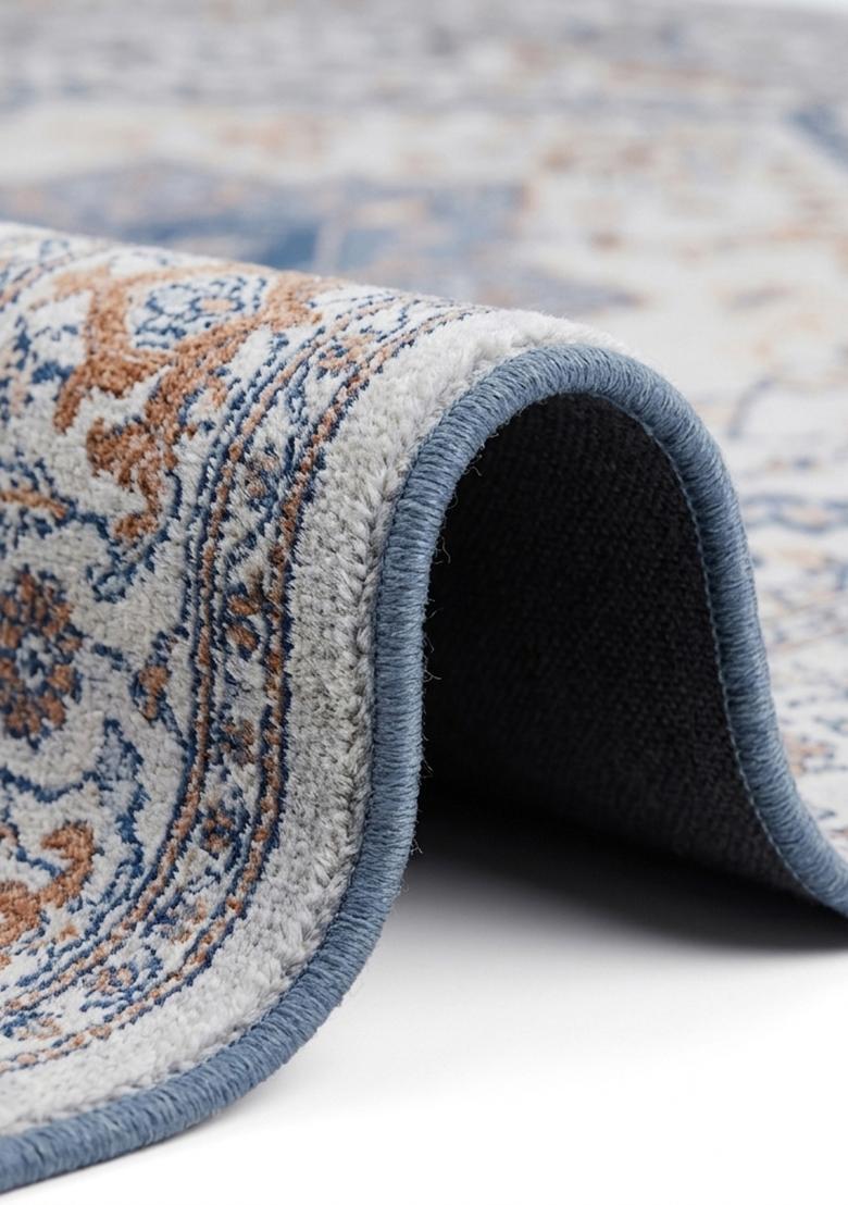Saffron Rugs Hand Tufted Gray Blue Floral Oriental Square Wool Area Rug - Indya