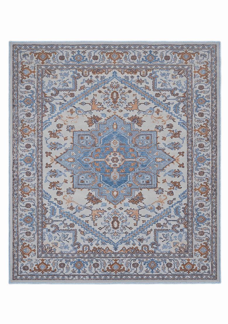 Saffron Rugs Hand Tufted Light Gray Floral Oriental Square Wool Area Rug - Indya