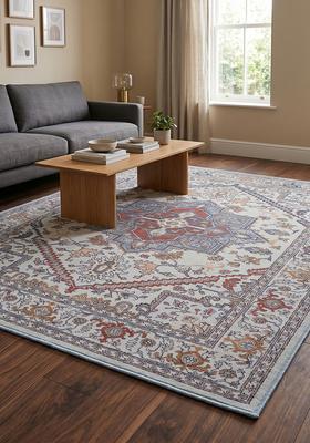 Saffron Rugs Hand Tufted Terracotta Gray Floral Oriental Square Wool Area Rug