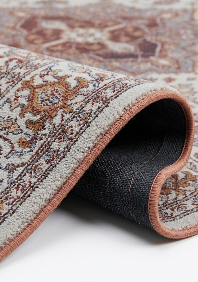 Saffron Rugs Hand Tufted Terracotta Gray Floral Oriental Square Wool Area Rug - Indya