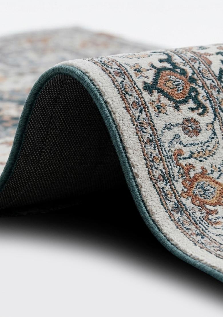 Saffron Rugs Hand Tufted Teal Gray Floral Oriental Square Wool Area Rug - Indya