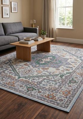 Saffron Rugs Hand Tufted Emerald Gray Floral Oriental Square Wool Area Rug