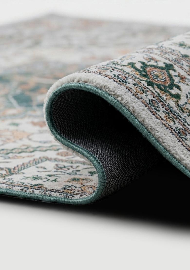 Saffron Rugs Hand Tufted Emerald Gray Floral Oriental Square Wool Area Rug - Indya