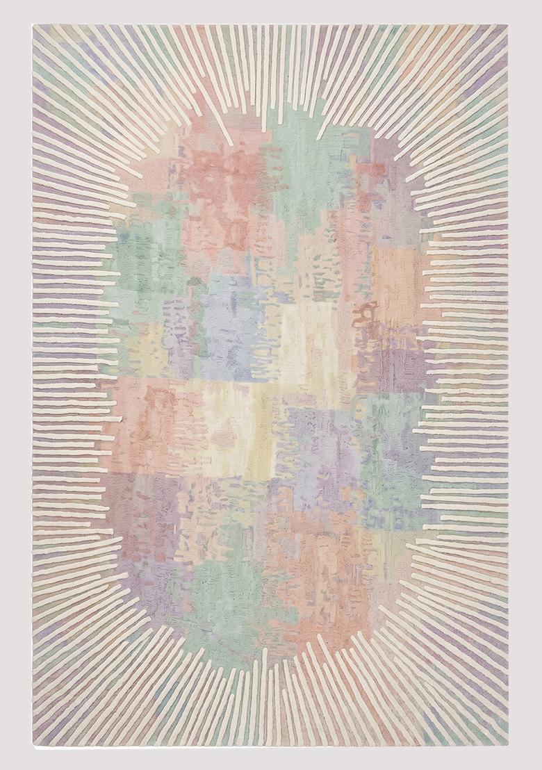 Saffron Rugs Hand Tufted Blush Nude Striped Contemporary Rectangular Wool Area Rug - Indya
